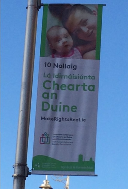 Image of banner in Ireland celebrating Human Rights Day